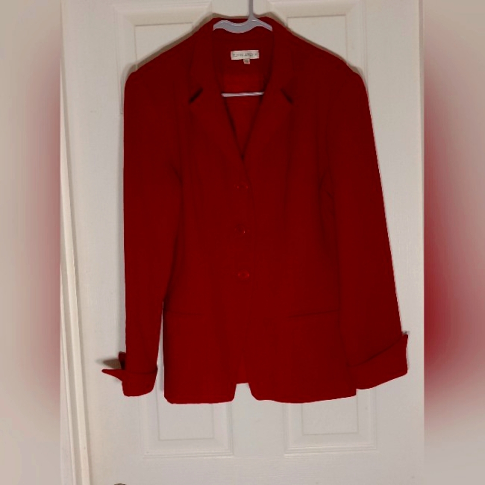 VTG Wool Blazer Tailored Lined Robin Jordan Cranberry Red